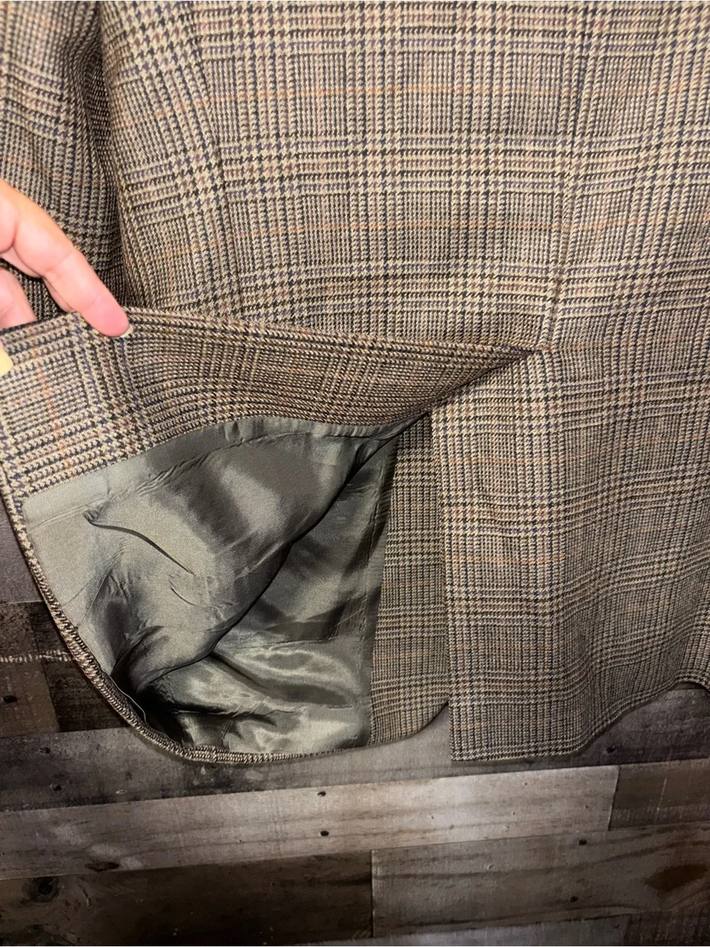 Botany 500 Tailored 100% Lambswool Men's Brown Glen Plaid Two-Button Sport Coat